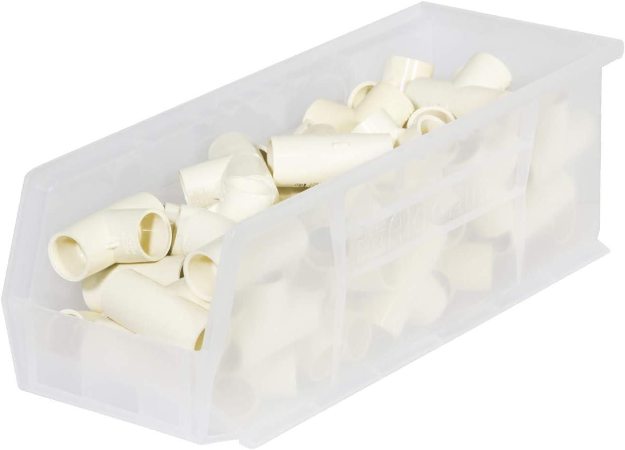 image:imageAkroMils 30234 AkroBins Plastic Storage Bins SpaceSaving Stackable Bins for Garage Pantry Craft Organization 15 x 5 x 5 Black 12PackClear