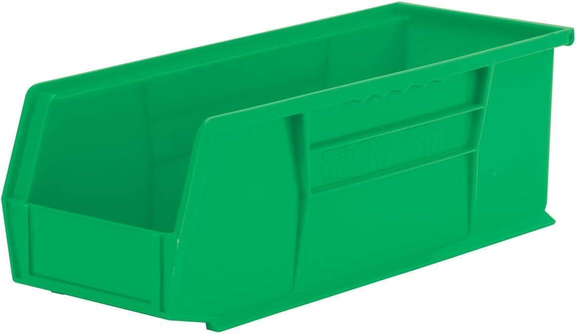 image:imageAkroMils 30234 AkroBins Plastic Storage Bins SpaceSaving Stackable Bins for Garage Pantry Craft Organization 15 x 5 x 5 Black 12PackGreen