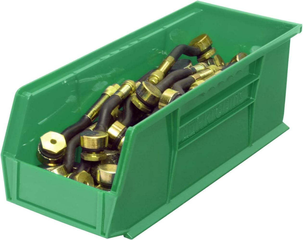 image:imageAkroMils 30234 AkroBins Plastic Storage Bins SpaceSaving Stackable Bins for Garage Pantry Craft Organization 15 x 5 x 5 Black 12PackGreen
