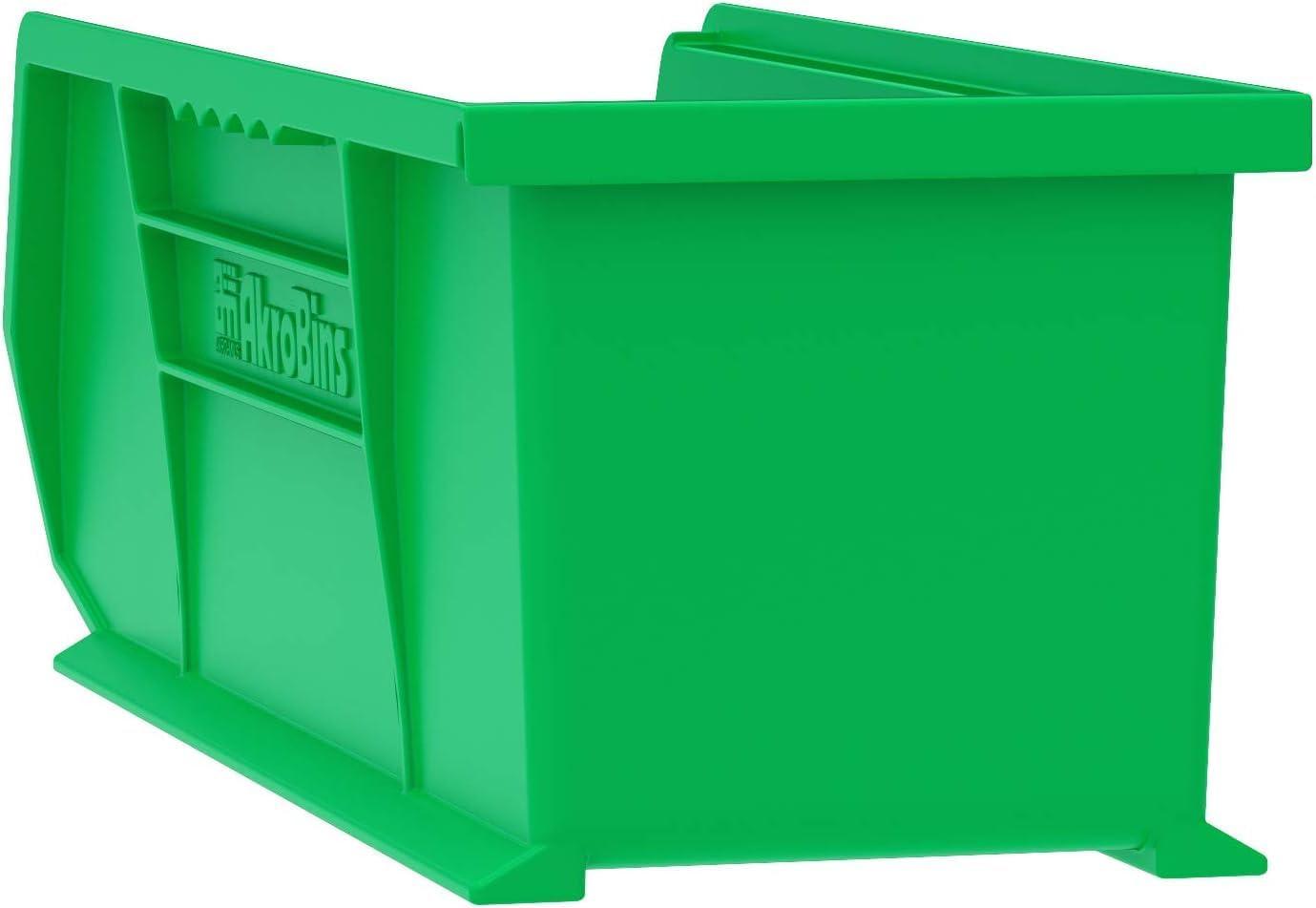 image:imageAkroMils 30234 AkroBins Plastic Storage Bins SpaceSaving Stackable Bins for Garage Pantry Craft Organization 15 x 5 x 5 Black 12PackGreen