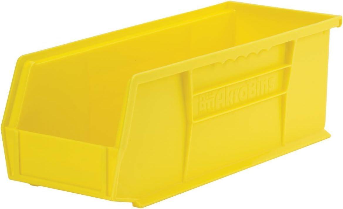 image:imageAkroMils 30234 AkroBins Plastic Storage Bins SpaceSaving Stackable Bins for Garage Pantry Craft Organization 15 x 5 x 5 Black 12PackYellow