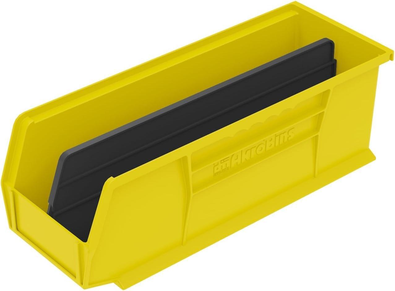 image:imageAkroMils 30234 AkroBins Plastic Storage Bins SpaceSaving Stackable Bins for Garage Pantry Craft Organization 15 x 5 x 5 Black 12PackYellow