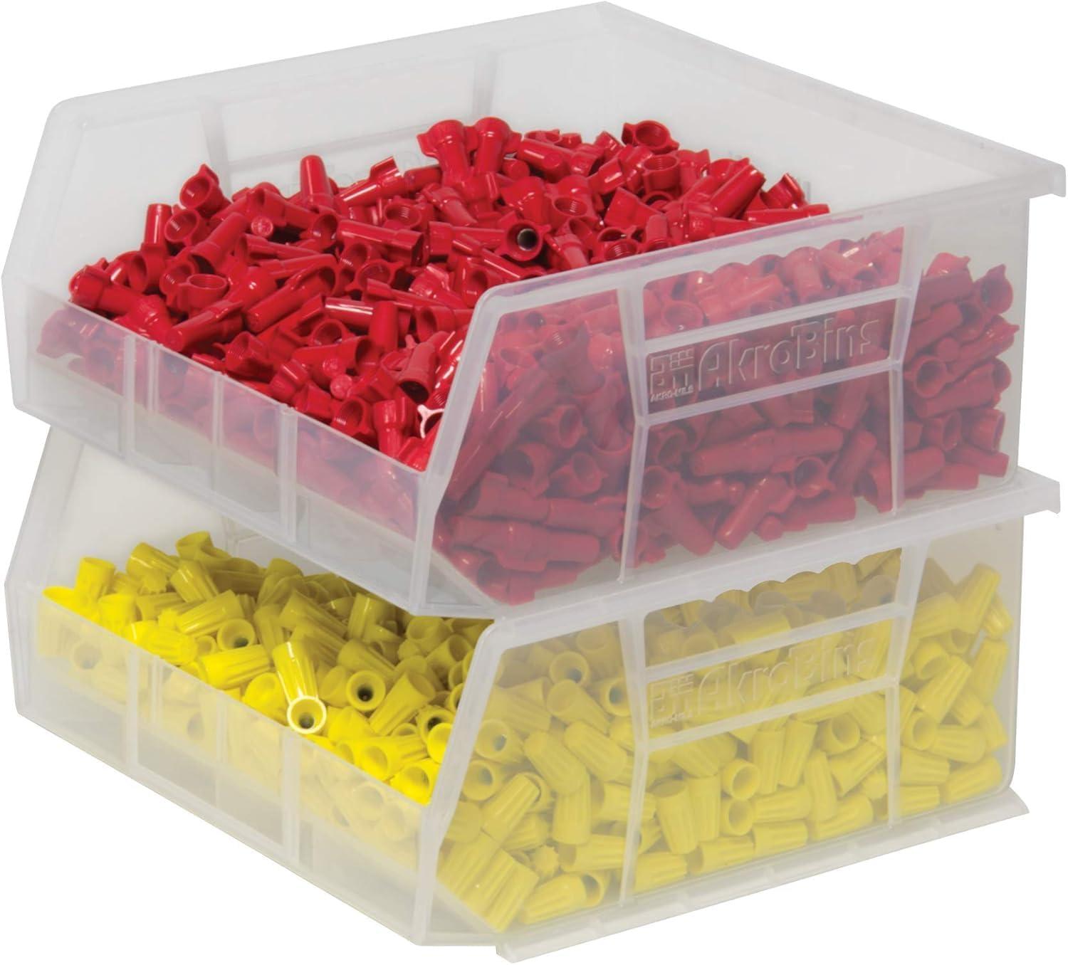 image:imageAkroMils 30235 AkroBins Plastic Storage Bins SpaceSaving Stackable Bins for Garage Pantry Craft Organization 11 x 11 x 5 Blue 6PackClear