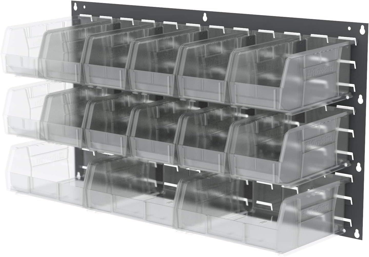 image:imageAkroMils 30235 AkroBins Plastic Storage Bins SpaceSaving Stackable Bins for Garage Pantry Craft Organization 11 x 11 x 5 Blue 6PackClear