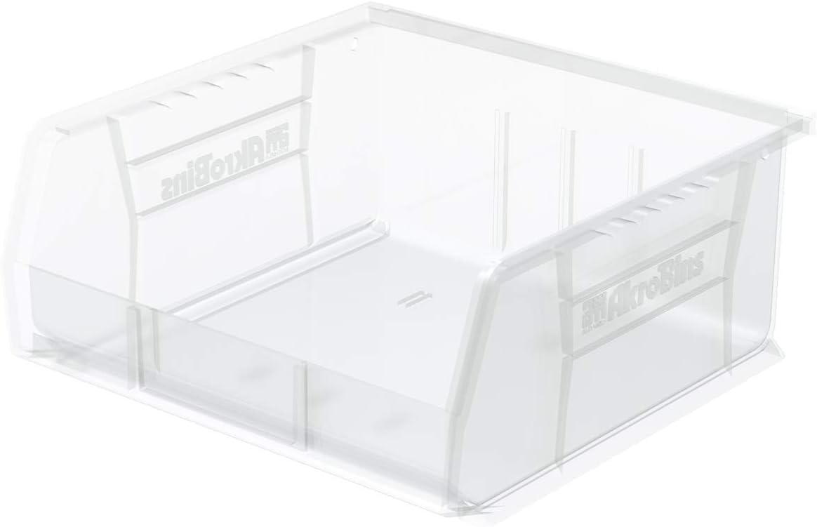 image:imageAkroMils 30235 AkroBins Plastic Storage Bins SpaceSaving Stackable Bins for Garage Pantry Craft Organization 11 x 11 x 5 Blue 6PackClear