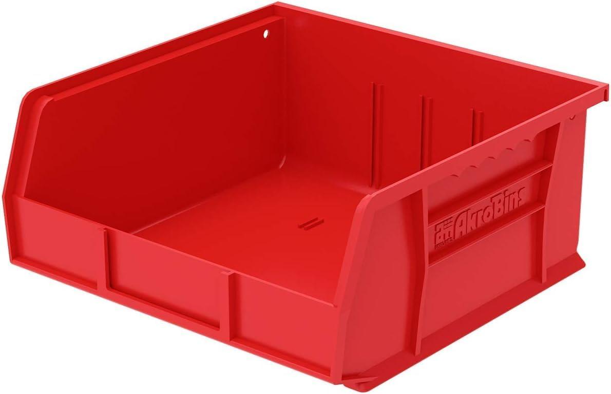 image:imageAkroMils 30235 AkroBins Plastic Storage Bins SpaceSaving Stackable Bins for Garage Pantry Craft Organization 11 x 11 x 5 Blue 6PackRed