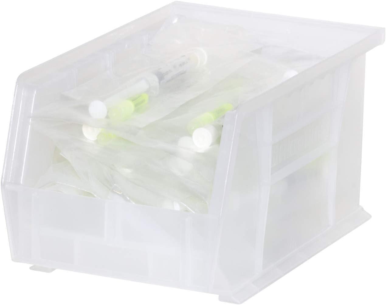 image:imageAkroMils 30237 AkroBins Plastic Storage Bins SpaceSaving Stackable Bins for Garage Pantry Craft Organization 9 x 6 x 5 Blue 12PackClear