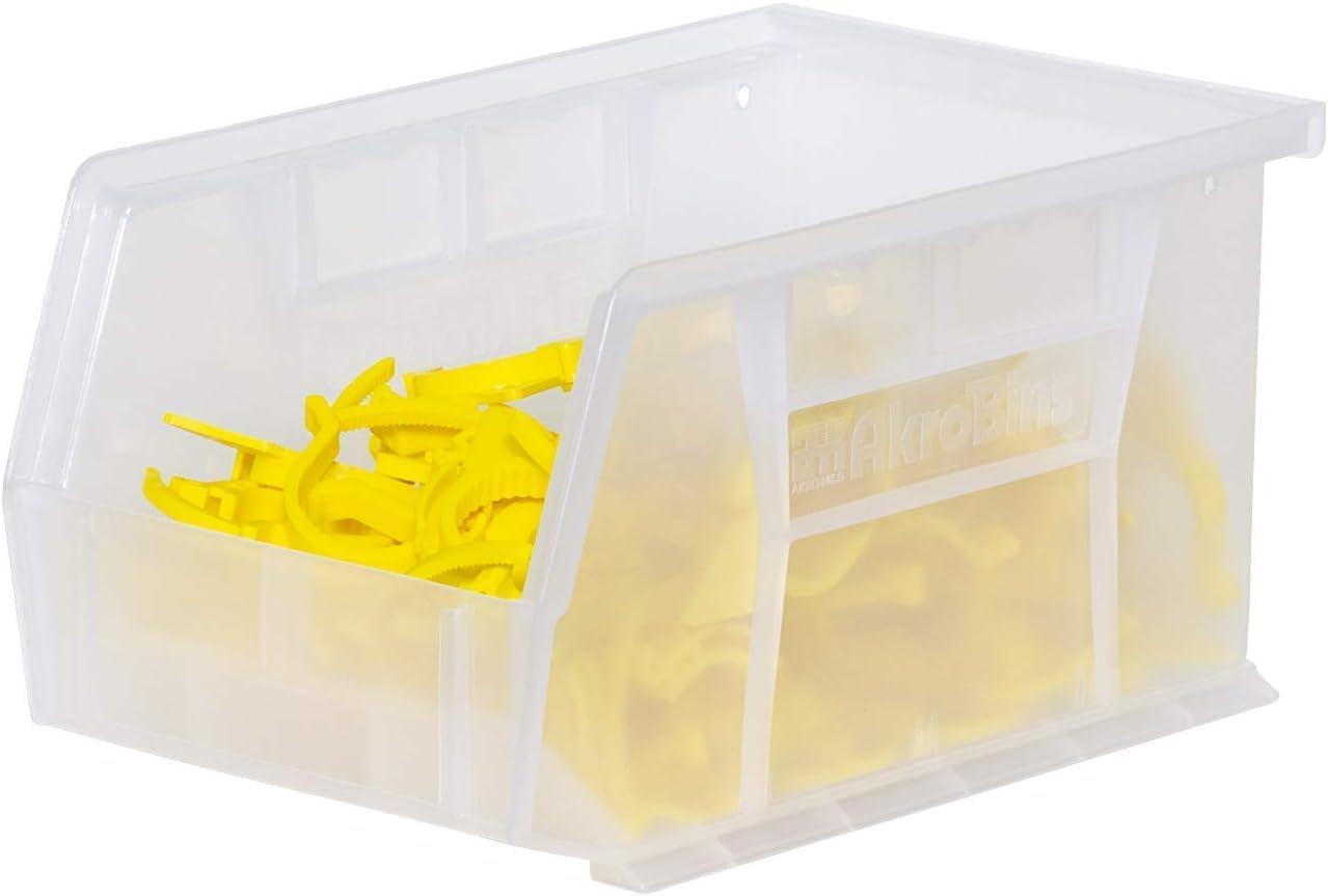 image:imageAkroMils 30237 AkroBins Plastic Storage Bins SpaceSaving Stackable Bins for Garage Pantry Craft Organization 9 x 6 x 5 Blue 12PackClear