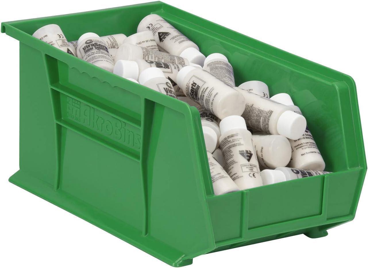 image:imageAkroMils 30240 AkroBins Plastic Storage Bins SpaceSaving Stackable Bins for Garage Pantry Craft Organization 15Inch x 8Inch x 7Inch Blue 12PackGreen