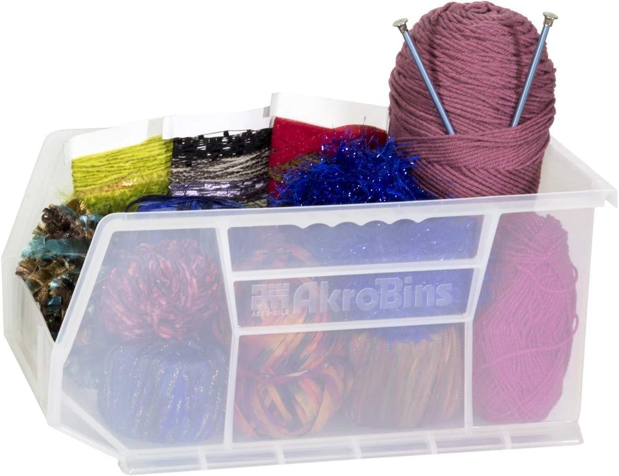 image:imageAkroMils 30240 AkroBins Plastic Storage Bins SpaceSaving Stackable Bins for Garage Pantry Craft Organization 15Inch x 8Inch x 7Inch Blue 12PackYellow