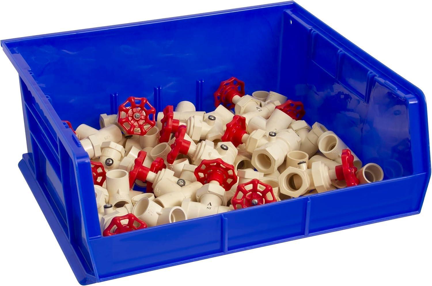 image:imageAkroMils 30250 AkroBins Plastic Storage Bins SpaceSaving Stackable Bins for Garage Pantry Craft Organization 15 x 16 x 7 Green 6PackBlue