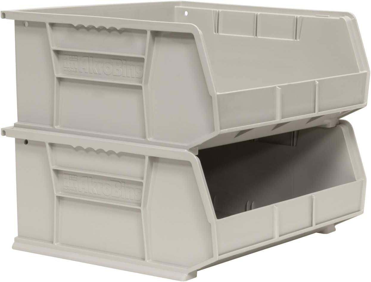 image:imageAkroMils 30250 AkroBins Plastic Storage Bins SpaceSaving Stackable Bins for Garage Pantry Craft Organization 15 x 16 x 7 Green 6PackClear