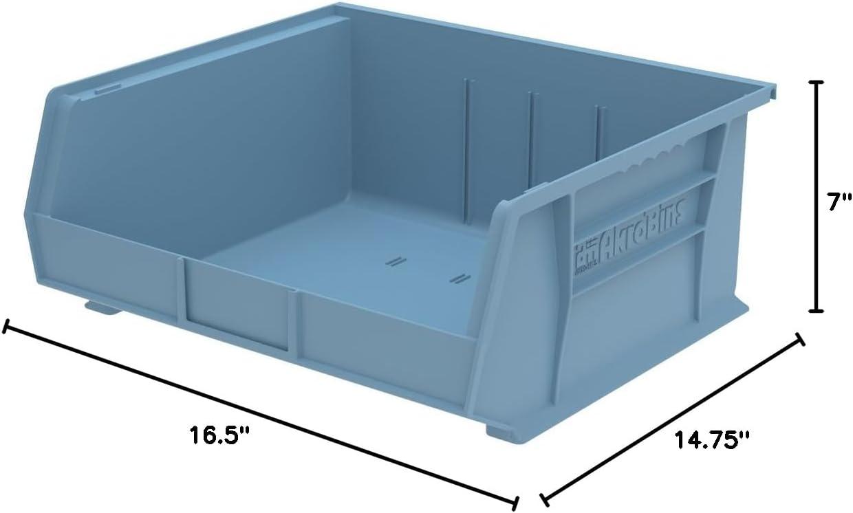 image:imageAkroMils 30250 AkroBins Plastic Storage Bins SpaceSaving Stackable Bins for Garage Pantry Craft Organization 15 x 16 x 7 Green 6PackLight Blue