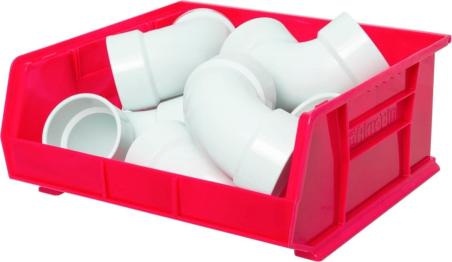 image:imageAkroMils 30250 AkroBins Plastic Storage Bins SpaceSaving Stackable Bins for Garage Pantry Craft Organization 15 x 16 x 7 Green 6PackRed