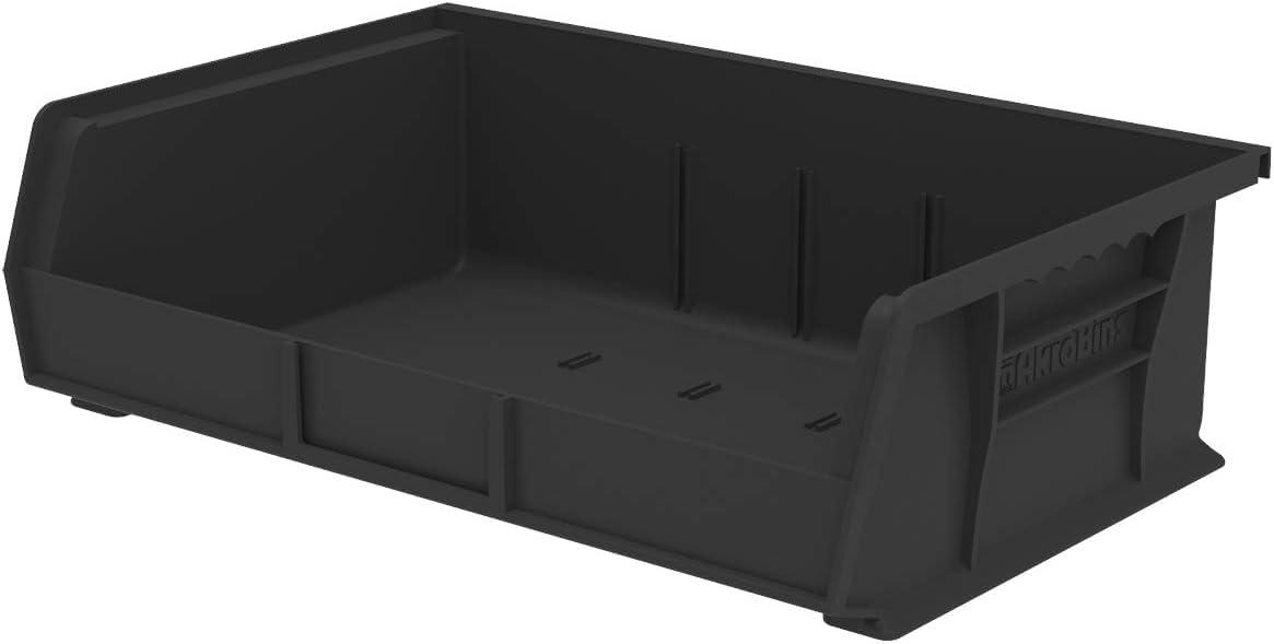 image:imageAkroMils 30255 AkroBins Plastic Storage Bins SpaceSaving Stackable Bins for Garage Pantry Craft Organization 11 x 16 x 5 Black 6PackBlack