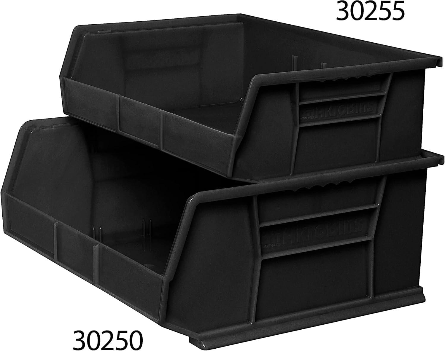 image:imageAkroMils 30255 AkroBins Plastic Storage Bins SpaceSaving Stackable Bins for Garage Pantry Craft Organization 11 x 16 x 5 Black 6PackBlack
