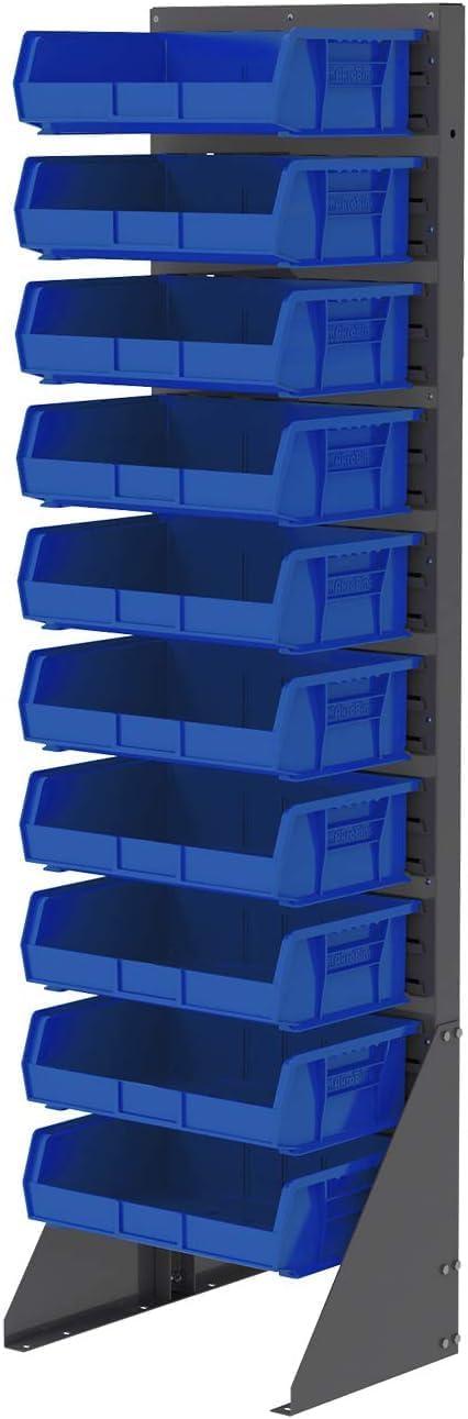 image:imageAkroMils 30255 AkroBins Plastic Storage Bins SpaceSaving Stackable Bins for Garage Pantry Craft Organization 11 x 16 x 5 Black 6PackBlue