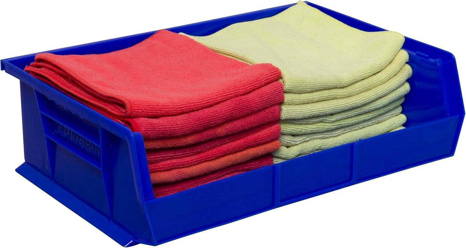 image:imageAkroMils 30255 AkroBins Plastic Storage Bins SpaceSaving Stackable Bins for Garage Pantry Craft Organization 11 x 16 x 5 Black 6PackBlue