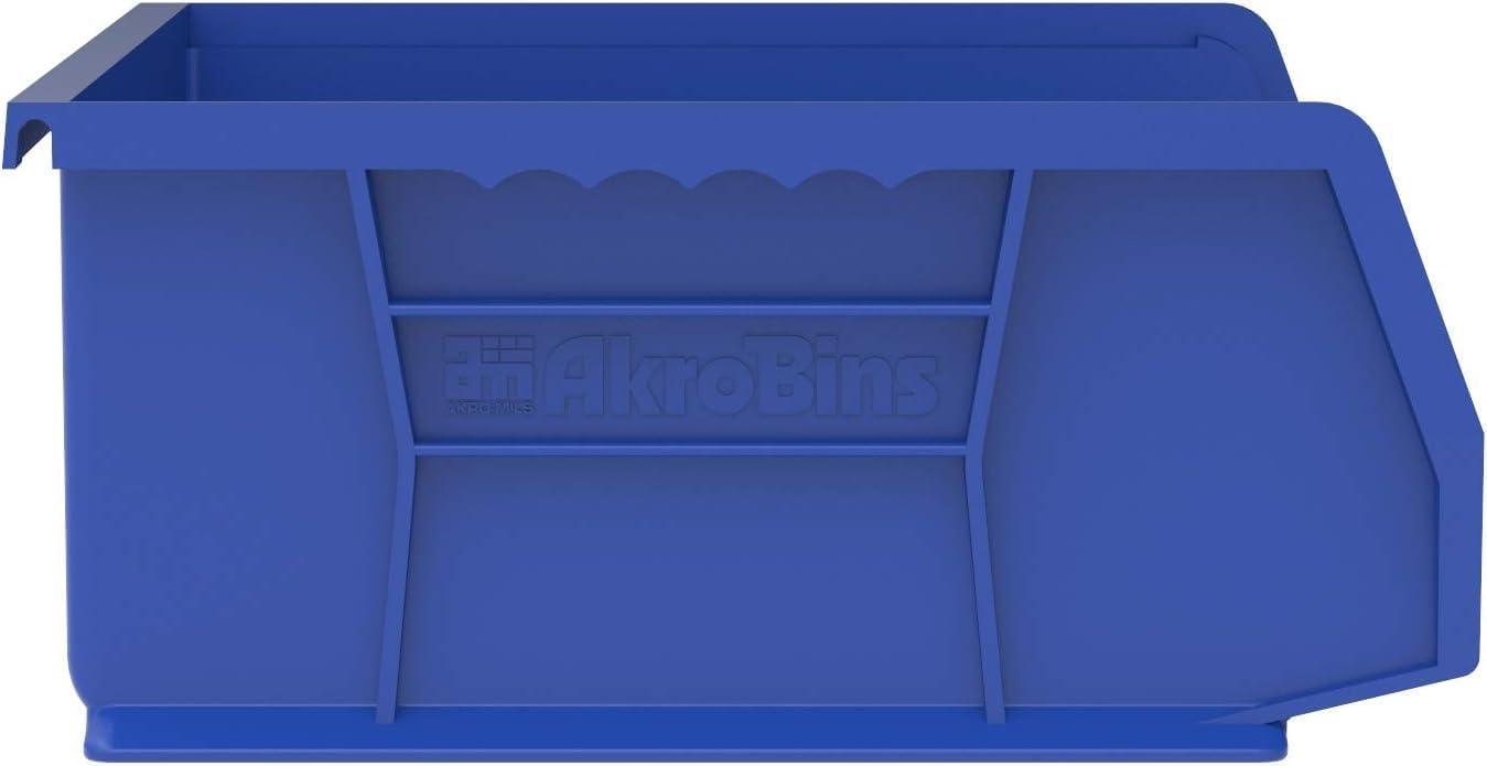 image:imageAkroMils 30255 AkroBins Plastic Storage Bins SpaceSaving Stackable Bins for Garage Pantry Craft Organization 11 x 16 x 5 Black 6PackBlue