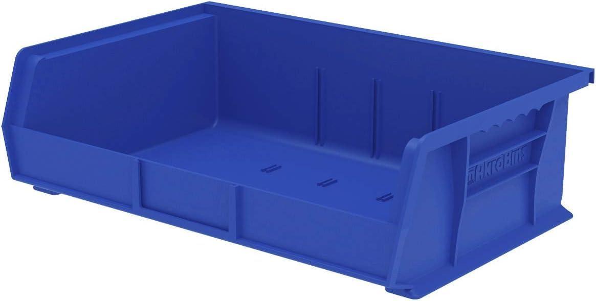 image:imageAkroMils 30255 AkroBins Plastic Storage Bins SpaceSaving Stackable Bins for Garage Pantry Craft Organization 11 x 16 x 5 Black 6PackBlue
