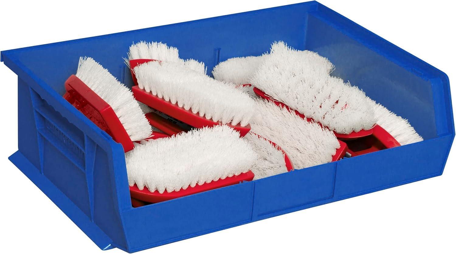 image:imageAkroMils 30255 AkroBins Plastic Storage Bins SpaceSaving Stackable Bins for Garage Pantry Craft Organization 11 x 16 x 5 Black 6PackBlue