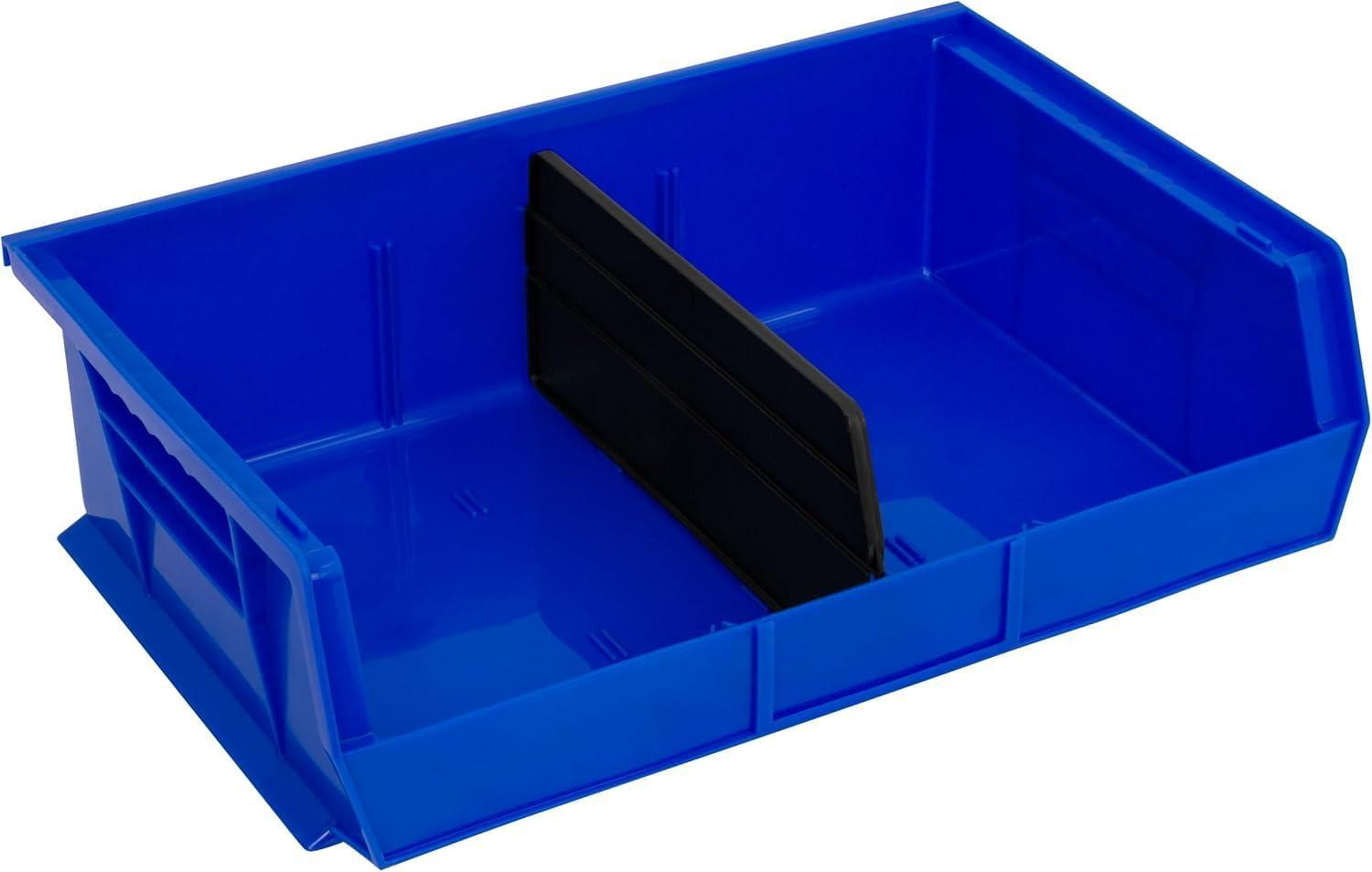 image:imageAkroMils 30255 AkroBins Plastic Storage Bins SpaceSaving Stackable Bins for Garage Pantry Craft Organization 11 x 16 x 5 Black 6PackBlue