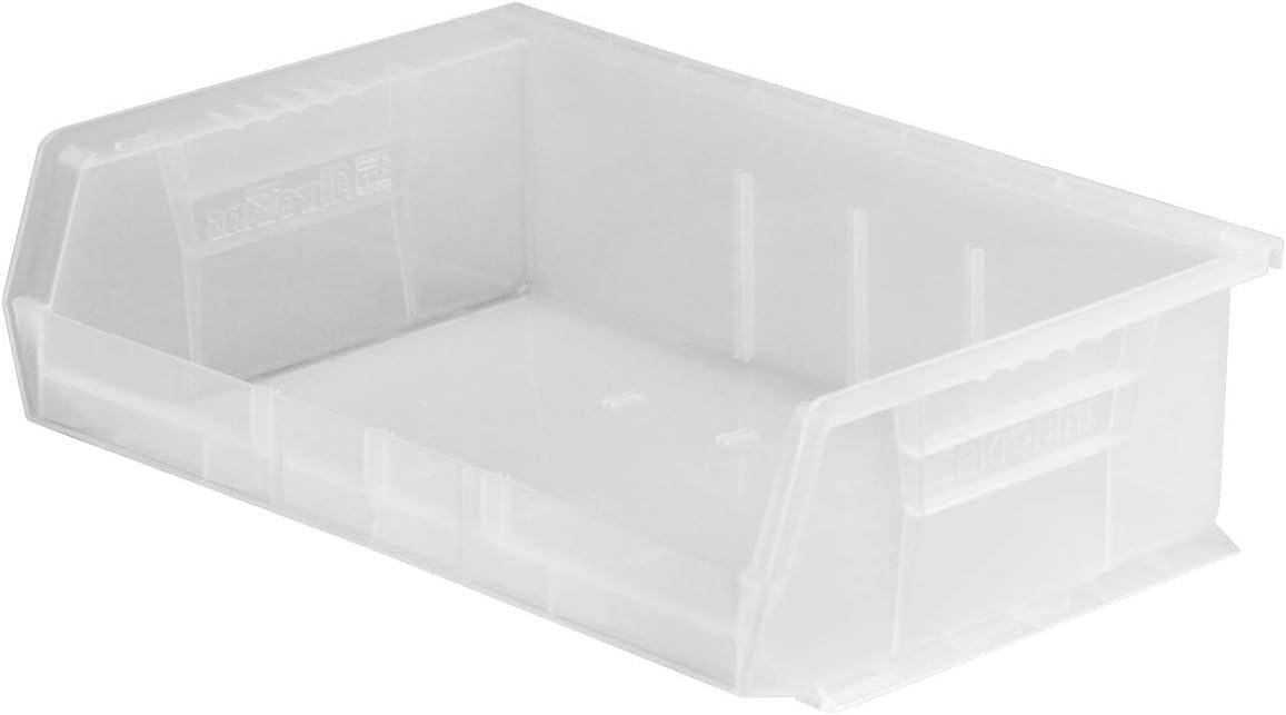 image:imageAkroMils 30255 AkroBins Plastic Storage Bins SpaceSaving Stackable Bins for Garage Pantry Craft Organization 11 x 16 x 5 Black 6PackClear