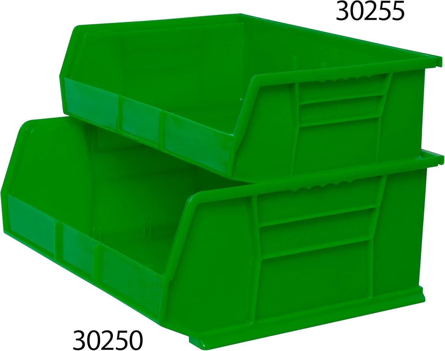 image:imageAkroMils 30255 AkroBins Plastic Storage Bins SpaceSaving Stackable Bins for Garage Pantry Craft Organization 11 x 16 x 5 Black 6PackGreen