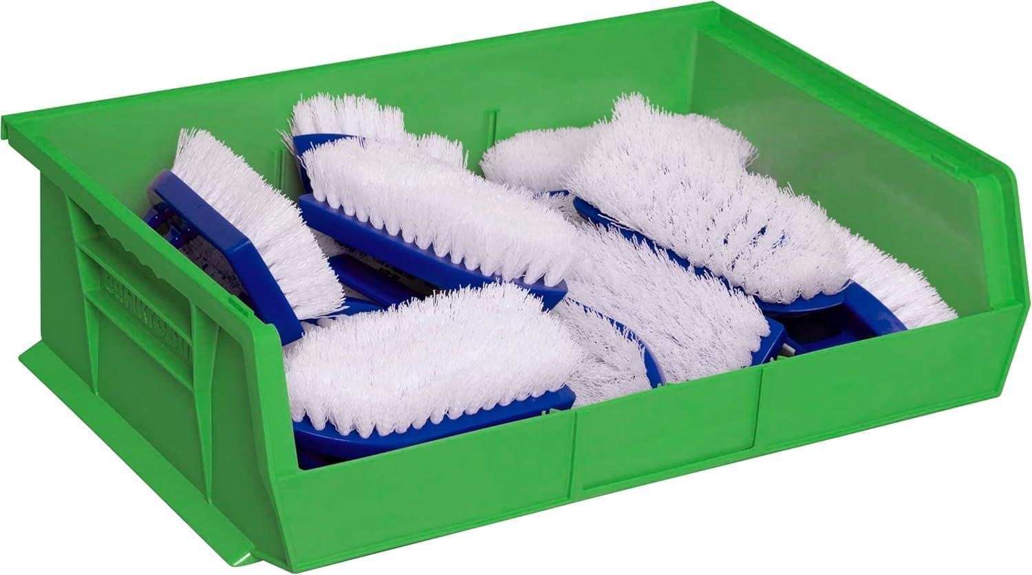 image:imageAkroMils 30255 AkroBins Plastic Storage Bins SpaceSaving Stackable Bins for Garage Pantry Craft Organization 11 x 16 x 5 Black 6PackGreen