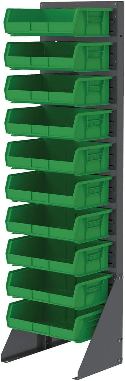 image:imageAkroMils 30255 AkroBins Plastic Storage Bins SpaceSaving Stackable Bins for Garage Pantry Craft Organization 11 x 16 x 5 Black 6PackGreen