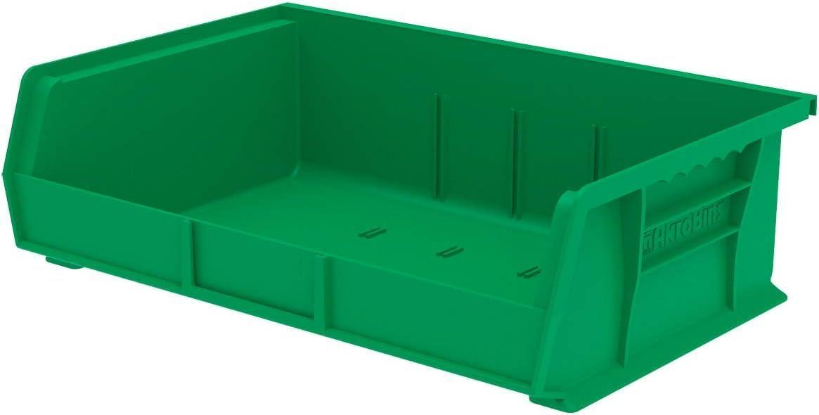 image:imageAkroMils 30255 AkroBins Plastic Storage Bins SpaceSaving Stackable Bins for Garage Pantry Craft Organization 11 x 16 x 5 Black 6PackGreen