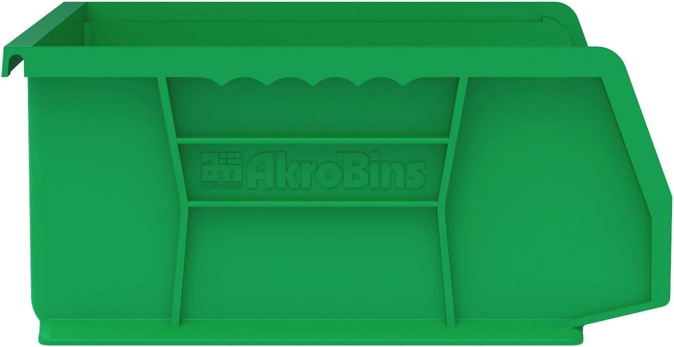 image:imageAkroMils 30255 AkroBins Plastic Storage Bins SpaceSaving Stackable Bins for Garage Pantry Craft Organization 11 x 16 x 5 Black 6PackGreen