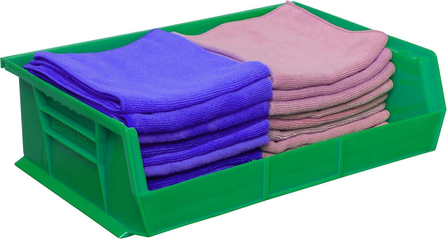 image:imageAkroMils 30255 AkroBins Plastic Storage Bins SpaceSaving Stackable Bins for Garage Pantry Craft Organization 11 x 16 x 5 Black 6PackGreen