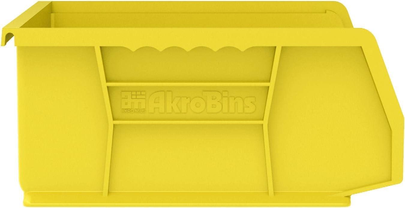 image:imageAkroMils 30255 AkroBins Plastic Storage Bins SpaceSaving Stackable Bins for Garage Pantry Craft Organization 11 x 16 x 5 Black 6PackYellow