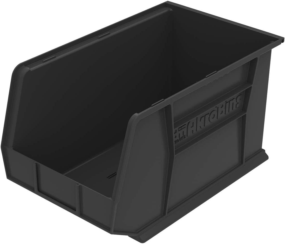 image:imageAkroMils 30260 AkroBins Plastic Storage Bins SpaceSaving Stackable Bins for Garage Pantry Craft Organization 18 x 11 x 10 Red 6PackBlack