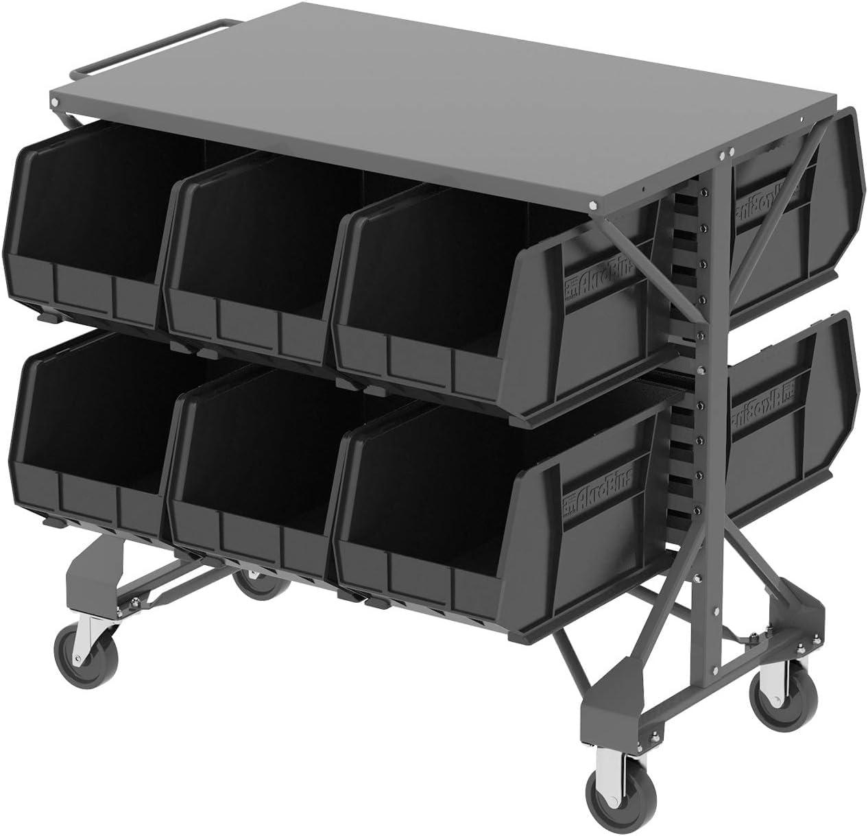 image:imageAkroMils 30260 AkroBins Plastic Storage Bins SpaceSaving Stackable Bins for Garage Pantry Craft Organization 18 x 11 x 10 Red 6PackBlack