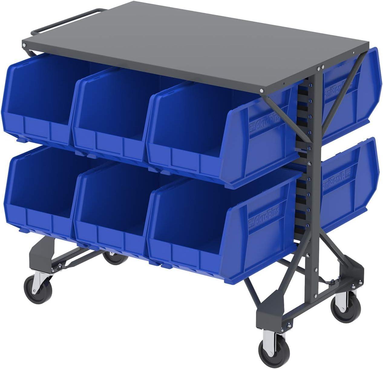 image:imageAkroMils 30260 AkroBins Plastic Storage Bins SpaceSaving Stackable Bins for Garage Pantry Craft Organization 18 x 11 x 10 Red 6PackBlue