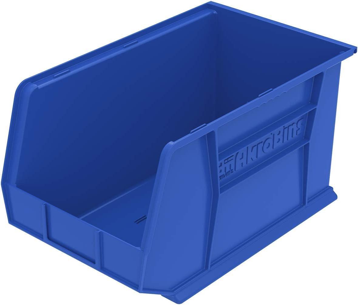 image:imageAkroMils 30260 AkroBins Plastic Storage Bins SpaceSaving Stackable Bins for Garage Pantry Craft Organization 18 x 11 x 10 Red 6PackBlue
