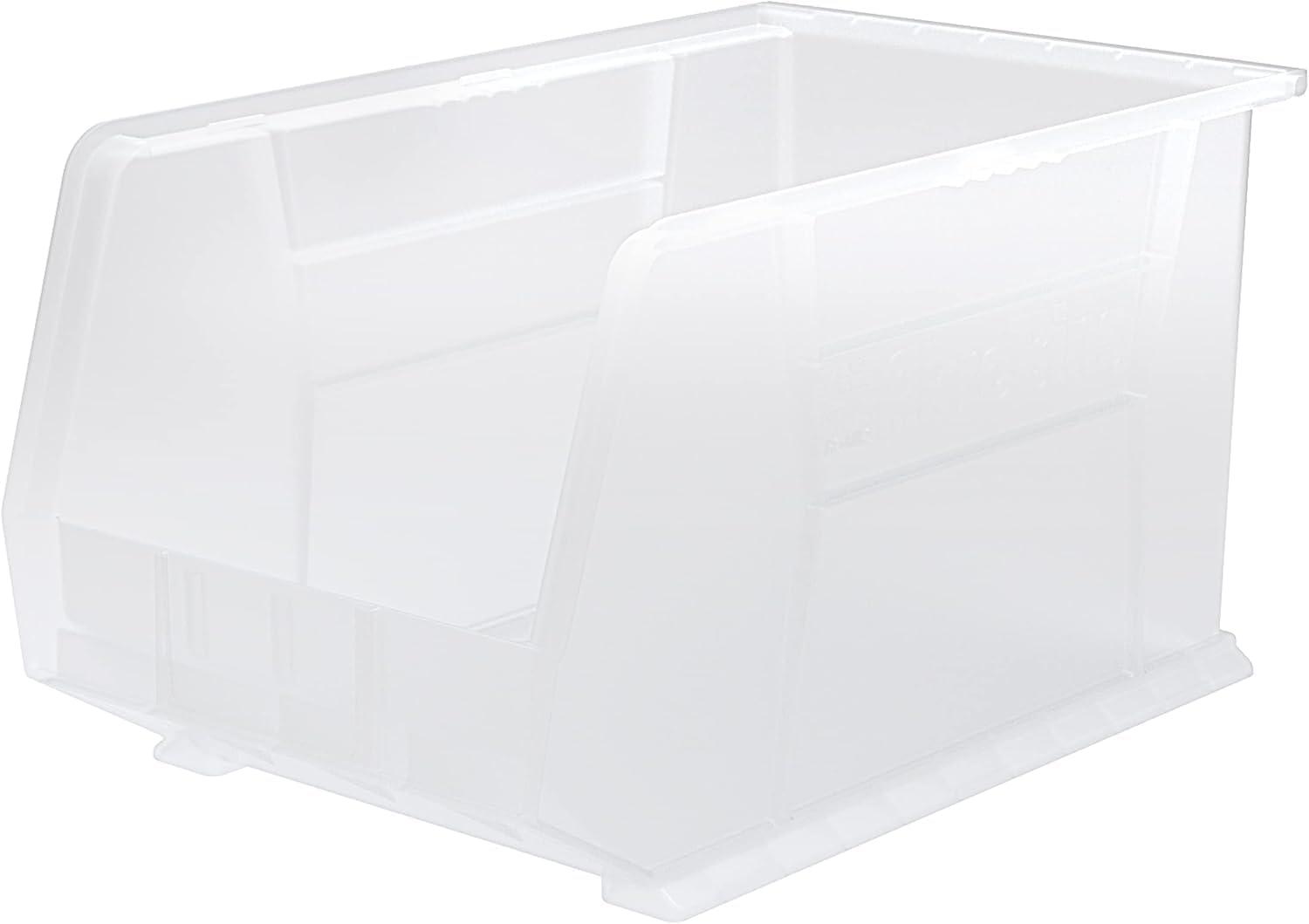 image:imageAkroMils 30260 AkroBins Plastic Storage Bins SpaceSaving Stackable Bins for Garage Pantry Craft Organization 18 x 11 x 10 Red 6PackClear