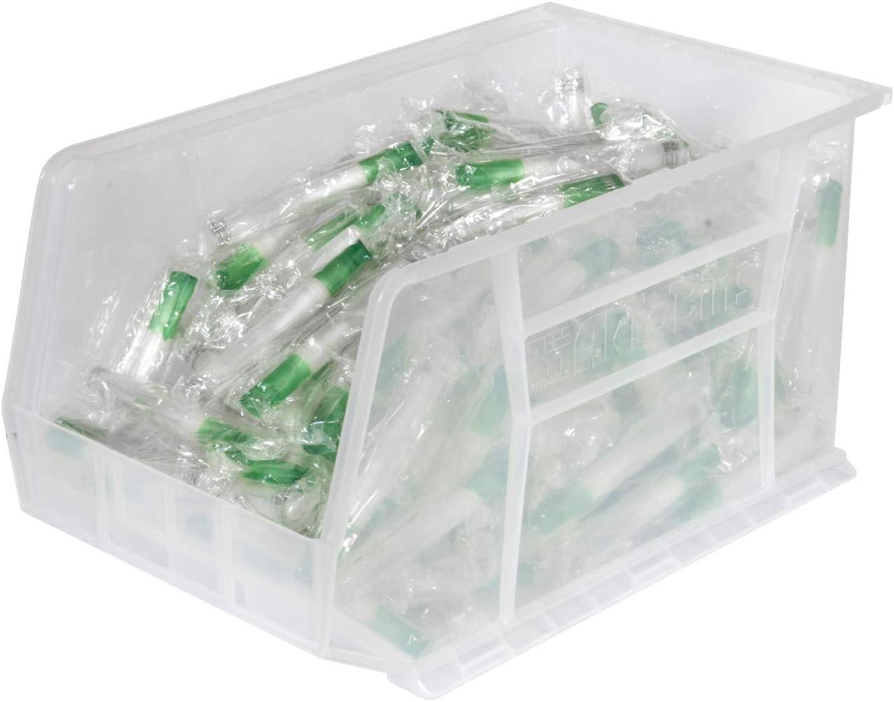 image:imageAkroMils 30260 AkroBins Plastic Storage Bins SpaceSaving Stackable Bins for Garage Pantry Craft Organization 18 x 11 x 10 Red 6PackClear