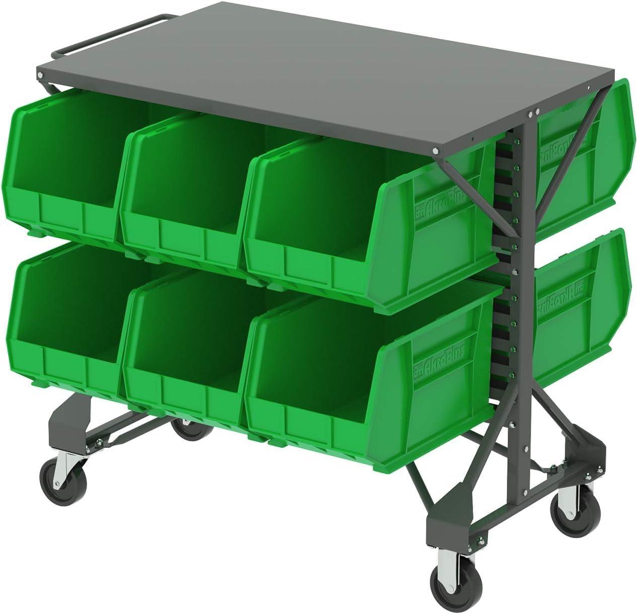 image:imageAkroMils 30260 AkroBins Plastic Storage Bins SpaceSaving Stackable Bins for Garage Pantry Craft Organization 18 x 11 x 10 Red 6PackGreen