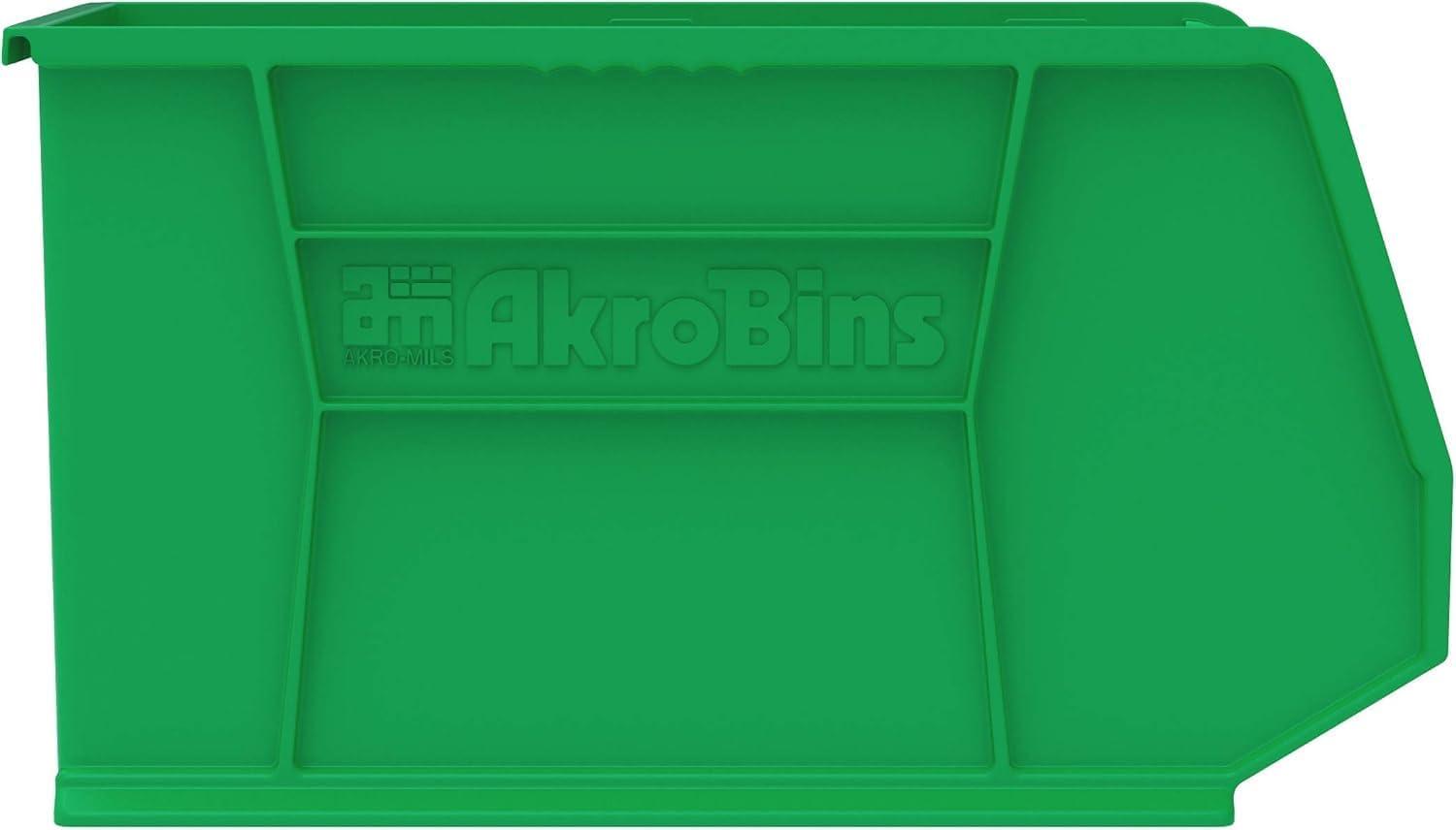 image:imageAkroMils 30260 AkroBins Plastic Storage Bins SpaceSaving Stackable Bins for Garage Pantry Craft Organization 18 x 11 x 10 Red 6PackGreen