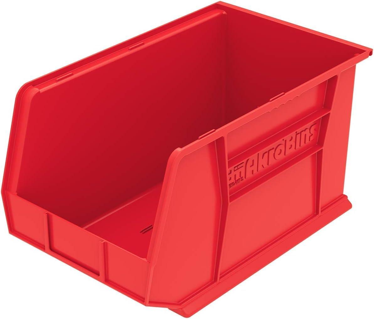 image:imageAkroMils 30260 AkroBins Plastic Storage Bins SpaceSaving Stackable Bins for Garage Pantry Craft Organization 18 x 11 x 10 Red 6PackRed