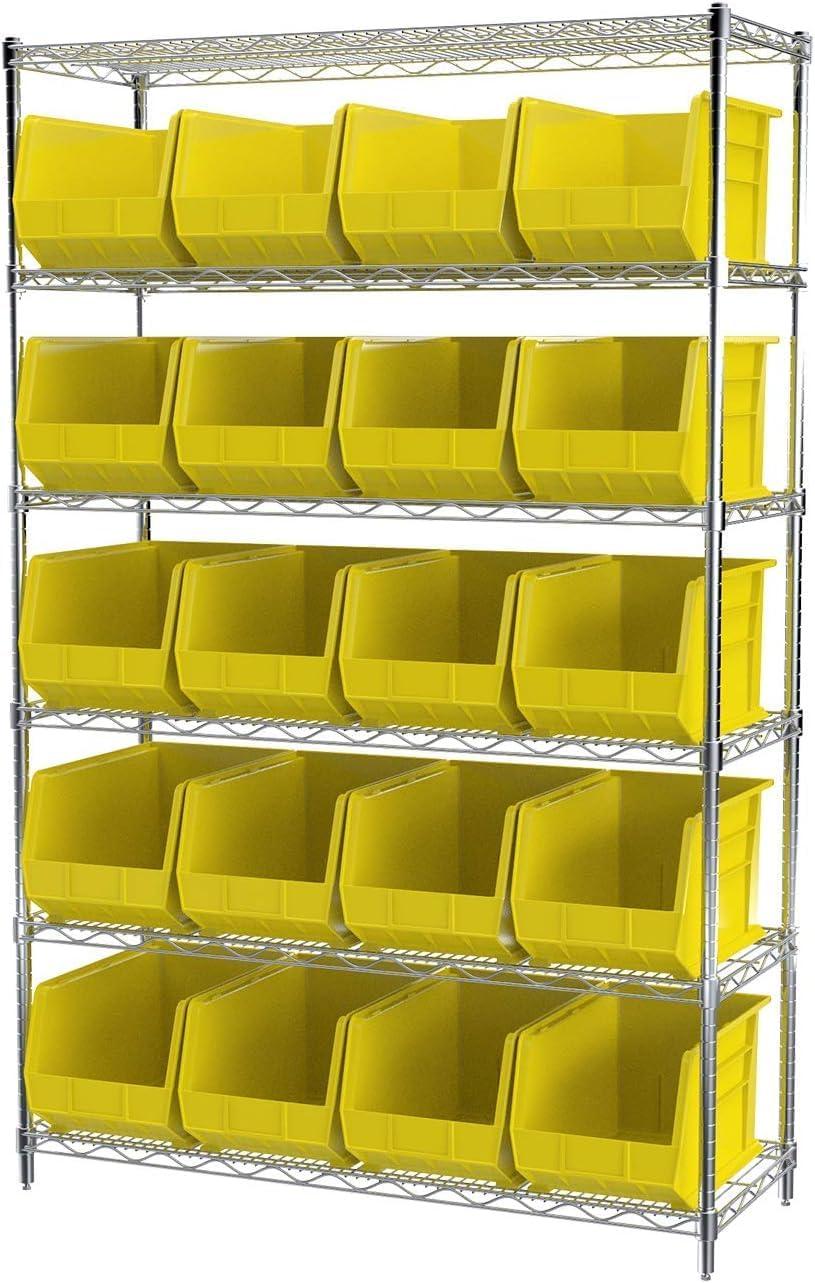 image:imageAkroMils 30260 AkroBins Plastic Storage Bins SpaceSaving Stackable Bins for Garage Pantry Craft Organization 18 x 11 x 10 Red 6PackStone