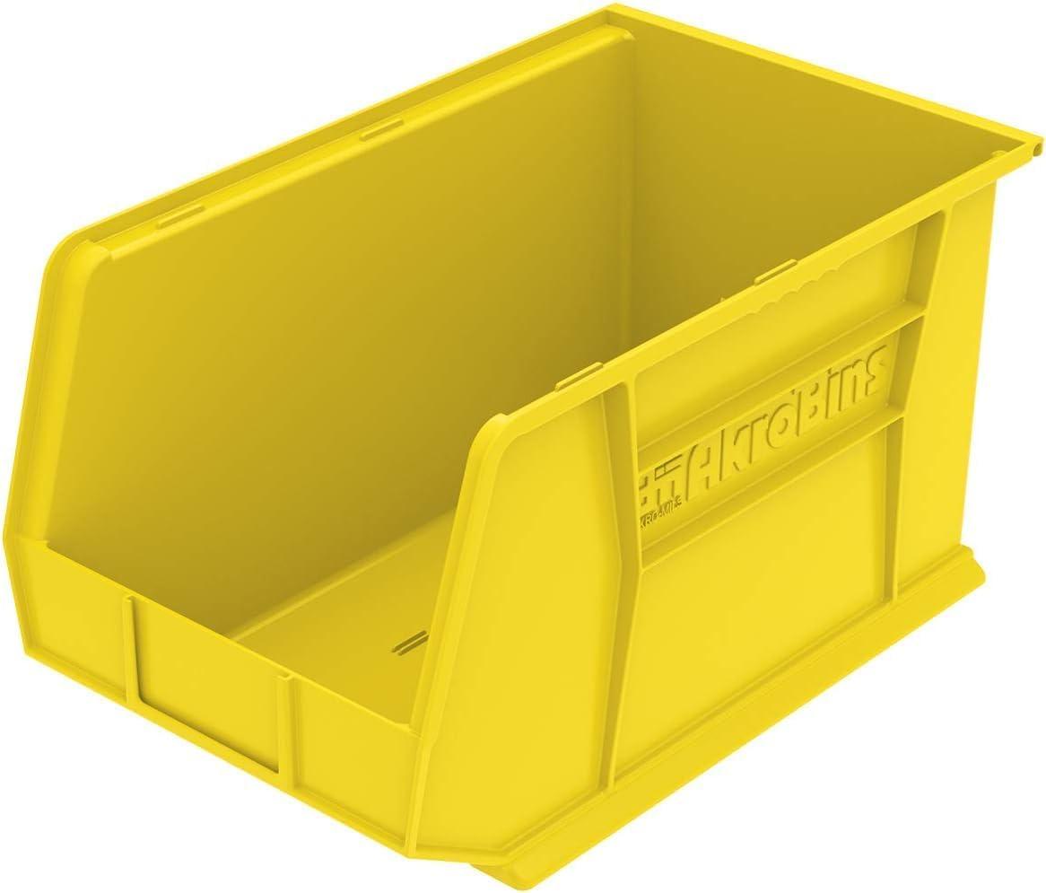 image:imageAkroMils 30260 AkroBins Plastic Storage Bins SpaceSaving Stackable Bins for Garage Pantry Craft Organization 18 x 11 x 10 Red 6PackYellow