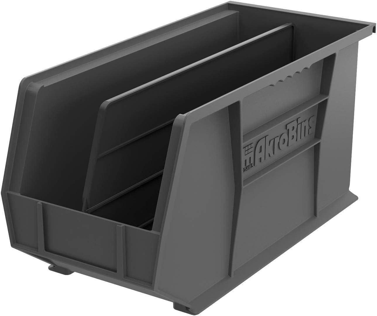image:imageAkroMils 30265 AkroBins Plastic Storage Bins SpaceSaving Stackable Bins for Garage Pantry Craft Organization 18 x 825 x 9 Blue 6PackBlack
