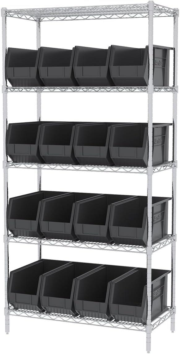image:imageAkroMils 30265 AkroBins Plastic Storage Bins SpaceSaving Stackable Bins for Garage Pantry Craft Organization 18 x 825 x 9 Blue 6PackBlack