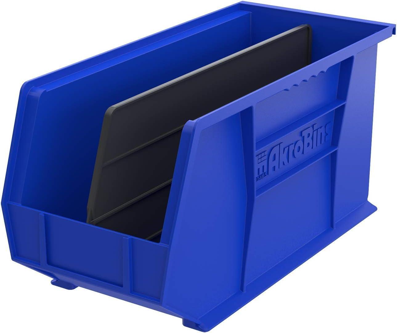 image:imageAkroMils 30265 AkroBins Plastic Storage Bins SpaceSaving Stackable Bins for Garage Pantry Craft Organization 18 x 825 x 9 Blue 6PackBlue