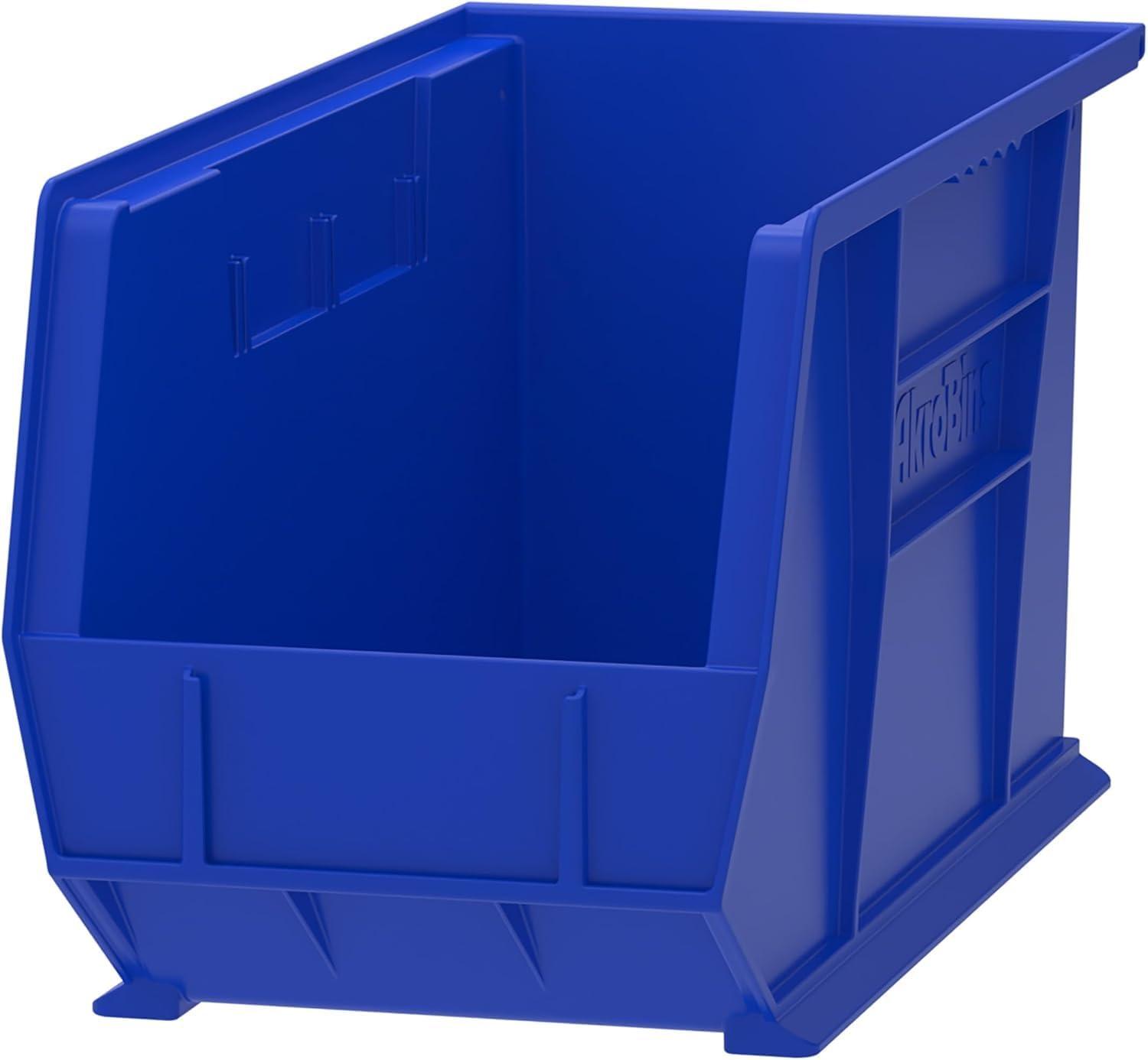 image:imageAkroMils 30265 AkroBins Plastic Storage Bins SpaceSaving Stackable Bins for Garage Pantry Craft Organization 18 x 825 x 9 Blue 6PackBlue