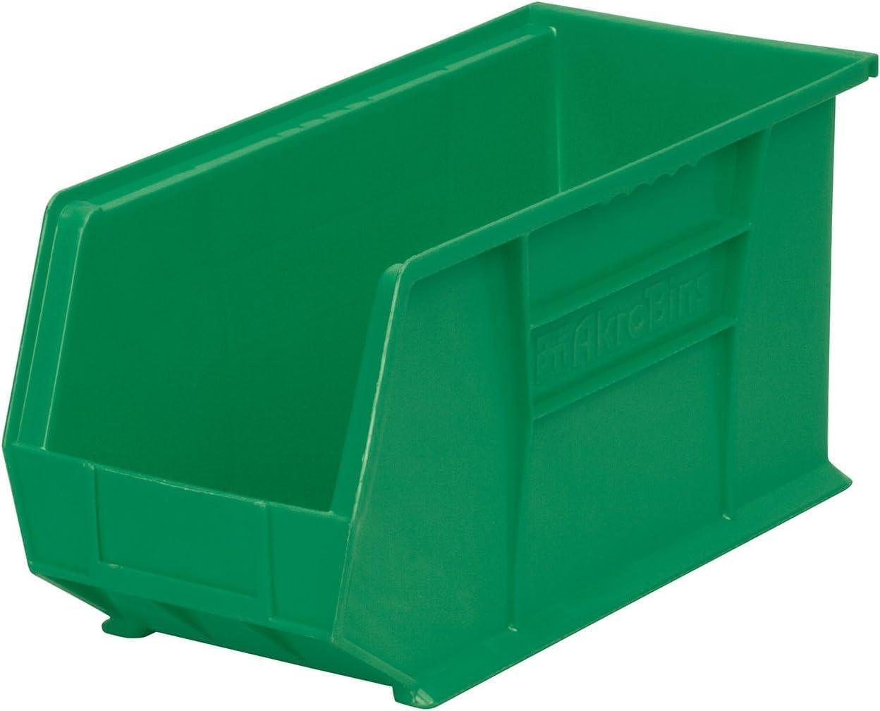 image:imageAkroMils 30265 AkroBins Plastic Storage Bins SpaceSaving Stackable Bins for Garage Pantry Craft Organization 18 x 825 x 9 Blue 6PackGreen